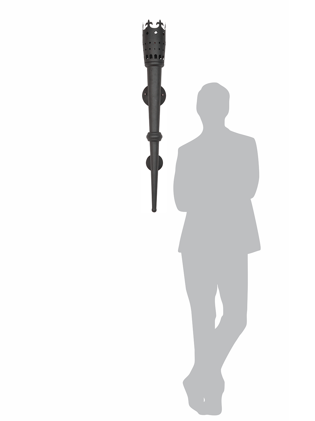 Medieval Black Steel Mashal Torch Wall Sconce Light for Royal Home Decor