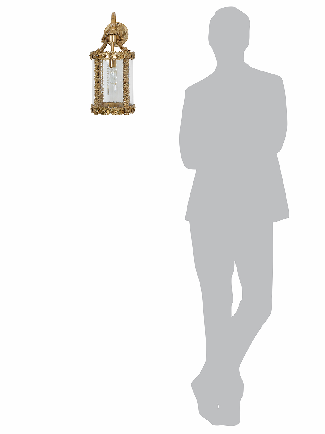 Elegant Golden Cast Aluminium 17-inch Single Wall Lantern Sconce Light Fixture