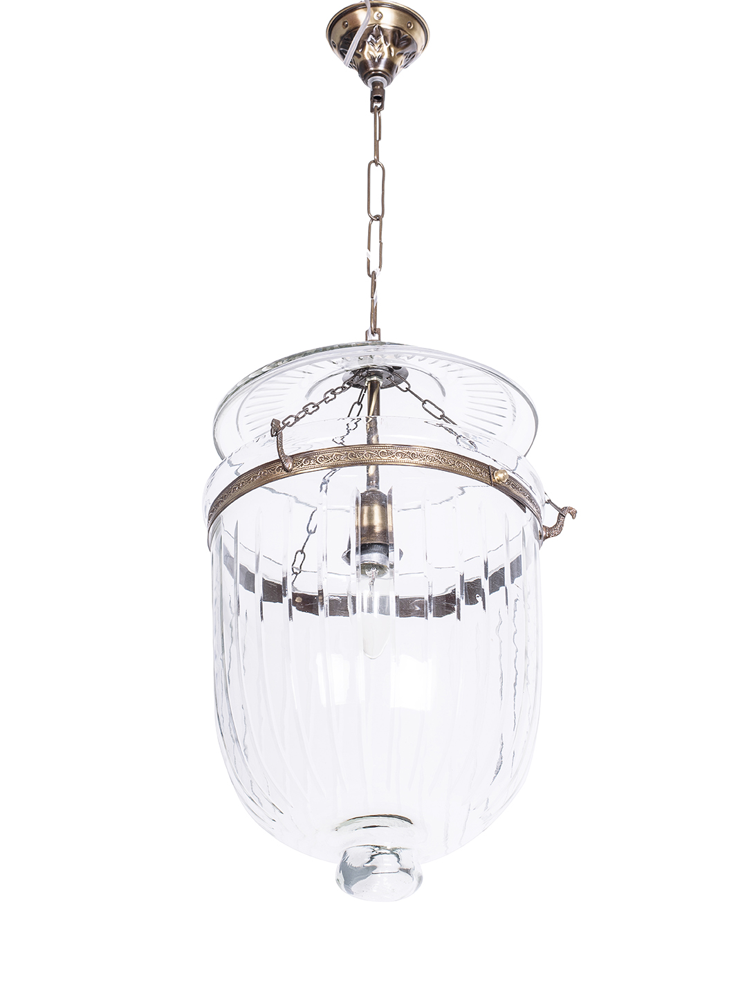 Antique Brass Glass 1-Light Lantern Pendant – 40.6 cm