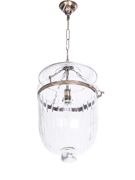 Antique Brass Glass 1-Light Lantern Pendant – 40.6 cm