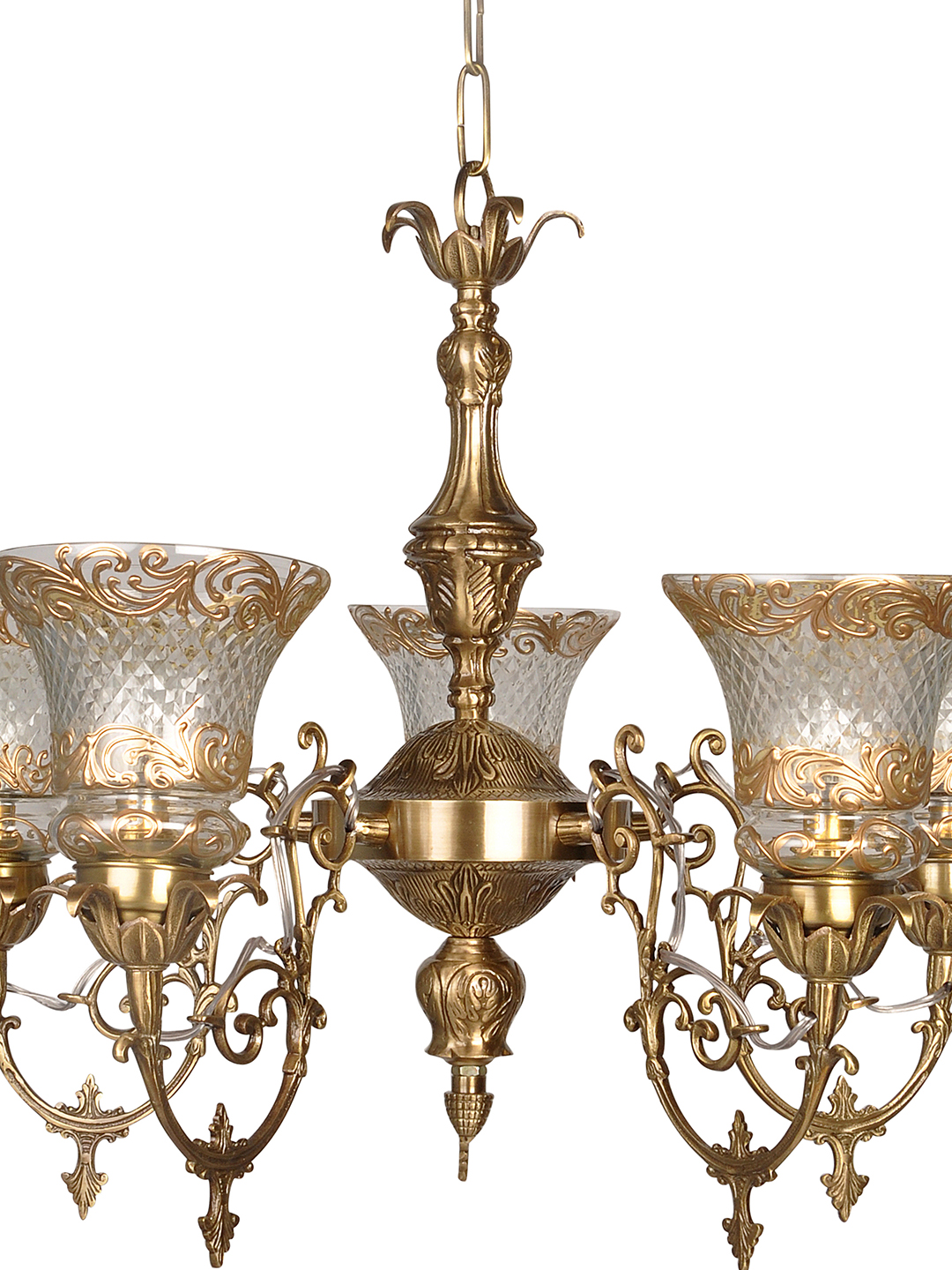 Brass Antique 5-Light Chandelier – 66 cm