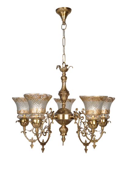 Brass Antique 5-Light Chandelier – 66 cm