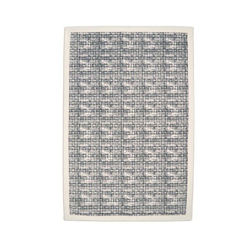 Grey Weave Texture Print Cotton Rug – Handmade | Off-White Edging | 2 Sizes