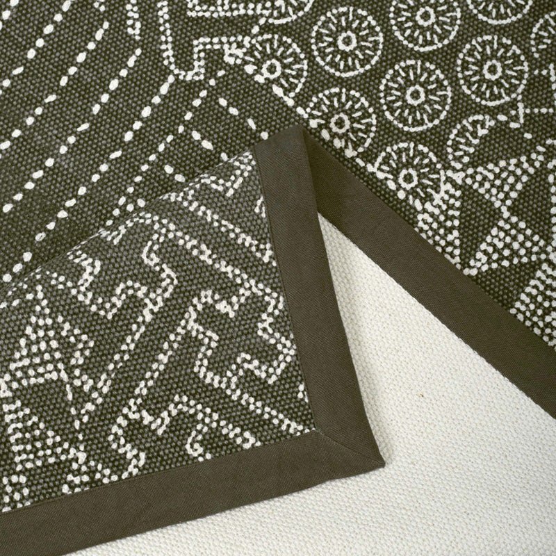 Grey Hamong Patchwork Tribal Print Cotton Rug | Handmade in India | 24×36"