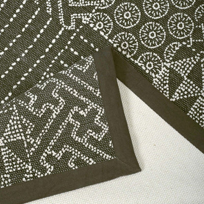 Grey Hamong Patchwork Tribal Print Cotton Rug | Handmade in India | 24×36"