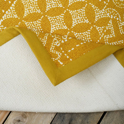 Mustard Geometric Cotton Printed Rug – Handcrafted 24x36 Inch