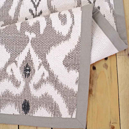 Gray Ikat Printed Cotton Handwoven Rug – 24x36 Inch