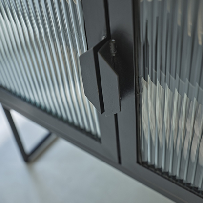 Gatsby Mirrored Metal & Corrugated Glass Sideboard – Elegant Storage