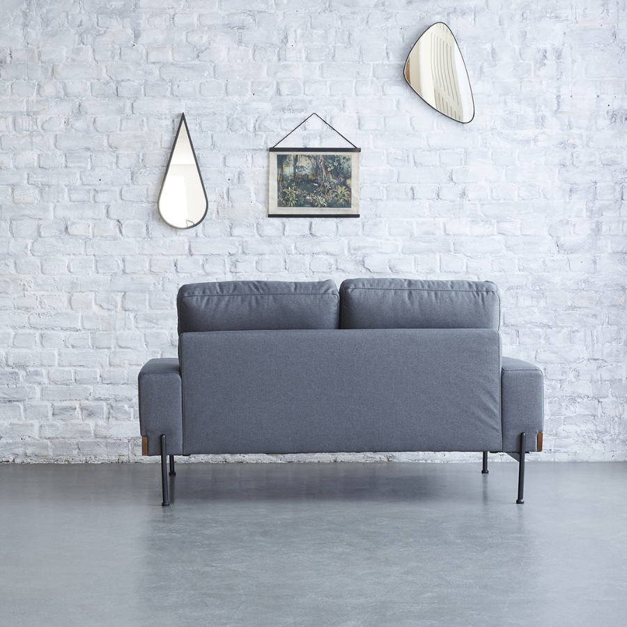 Brooklyn Two-Seater Anthracite Wooden Sofa with Walnut Finish