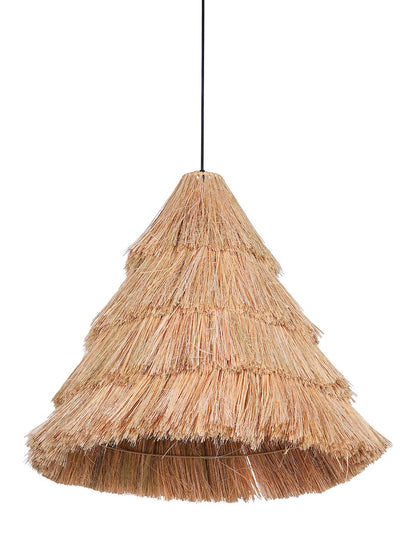 Handcrafted Munja Hay Cone Pendant Light: Modern Rustic Natural Boho Fixture