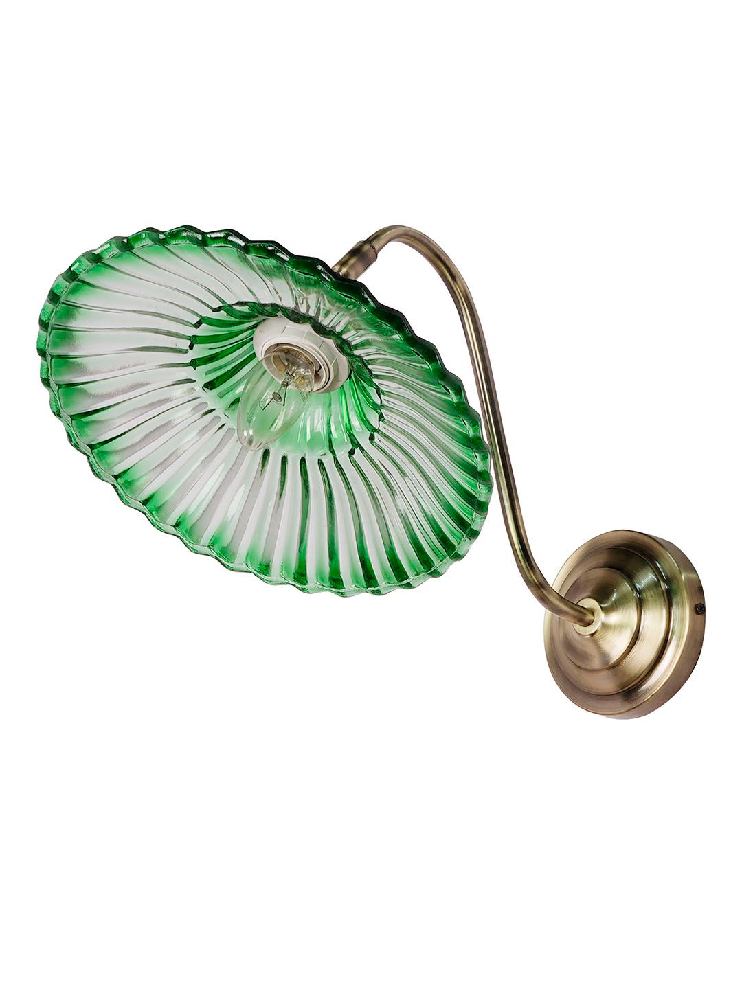 Modern Industrial Green Ribbed Glass Adjustable Gooseneck Wall Sconce