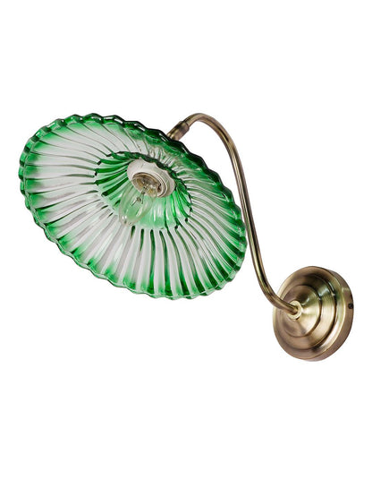 Modern Industrial Green Ribbed Glass Adjustable Gooseneck Wall Sconce