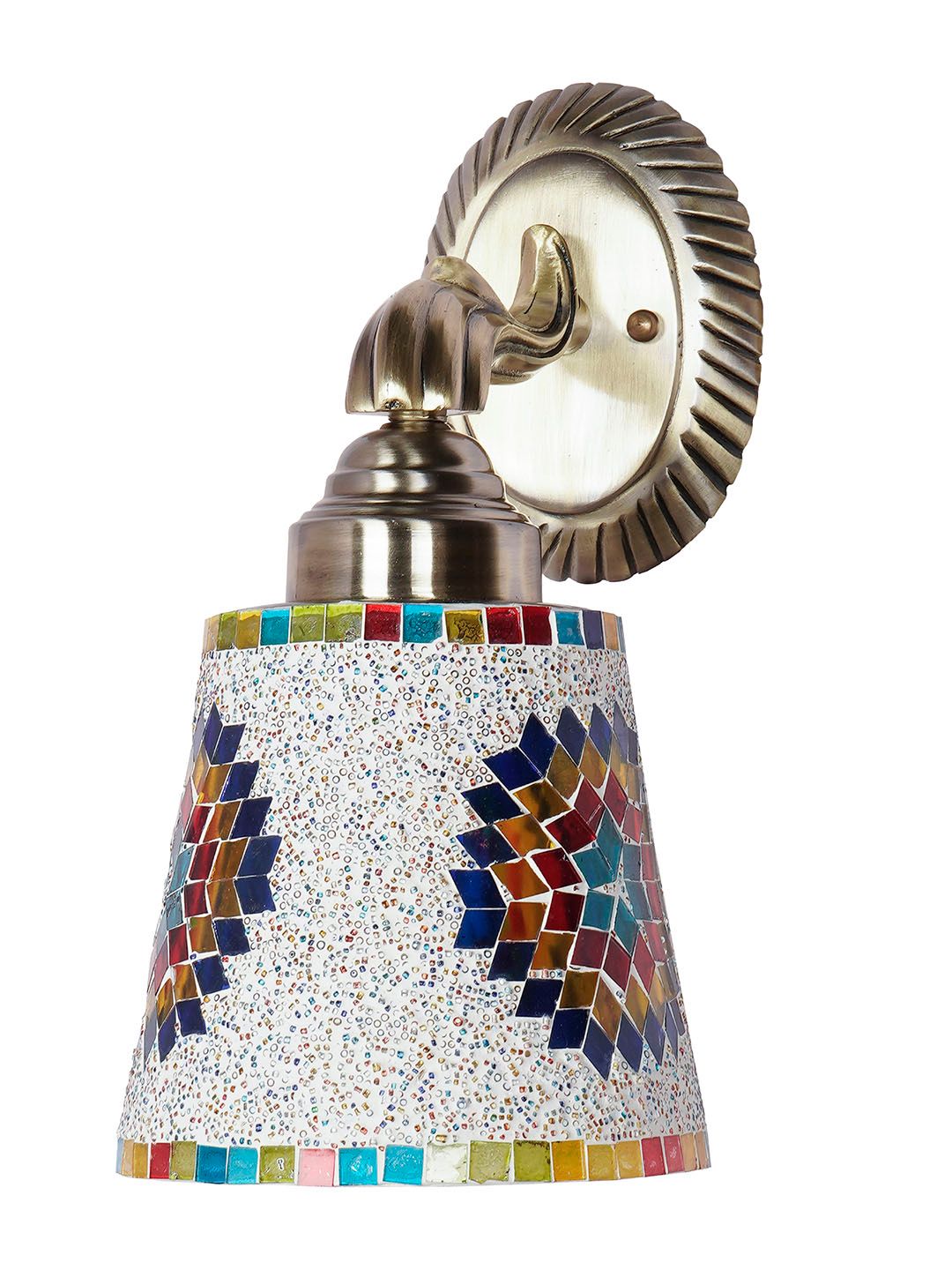 Vibrant Multicolor Mosaic Glass Wall Sconce with Star Pattern Design