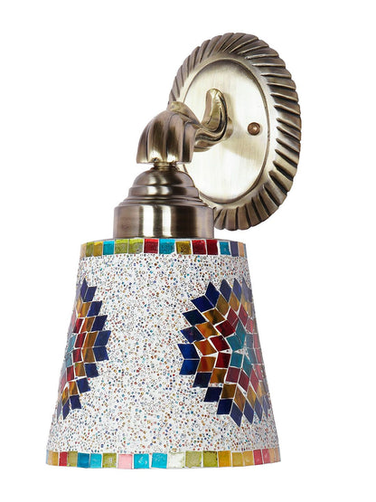 Vibrant Multicolor Mosaic Glass Wall Sconce with Star Pattern Design
