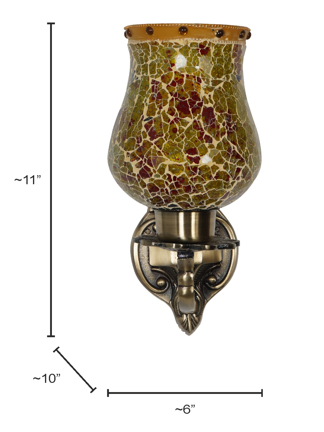 Brass Antique Glass Aluminium 1-Light Wall Sconce – 27.9 cm
