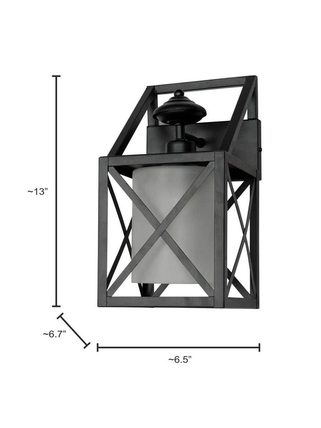 Industrial Black Box Metal Frame Wall Sconce Frosted Glass Modern Lighting