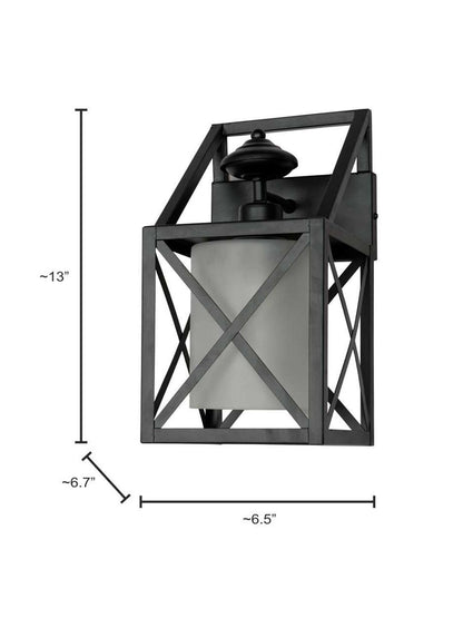 Industrial Black Box Metal Frame Wall Sconce Frosted Glass Modern Lighting
