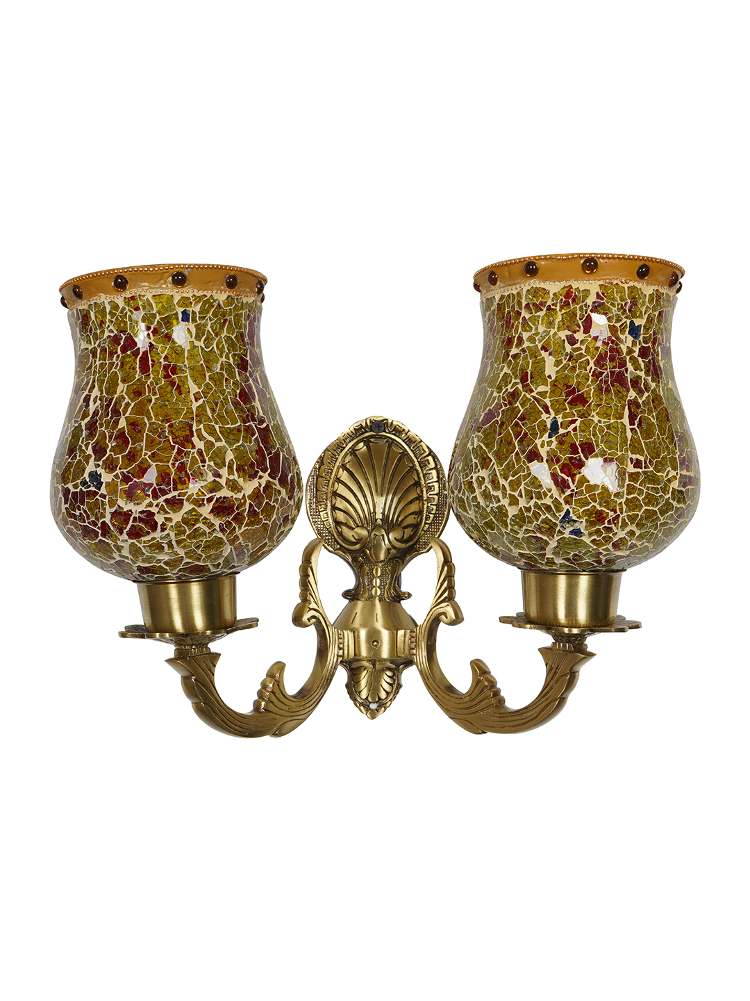 Brass Antique Glass Brass 2-Light Wall Sconce – 35.6 cm
