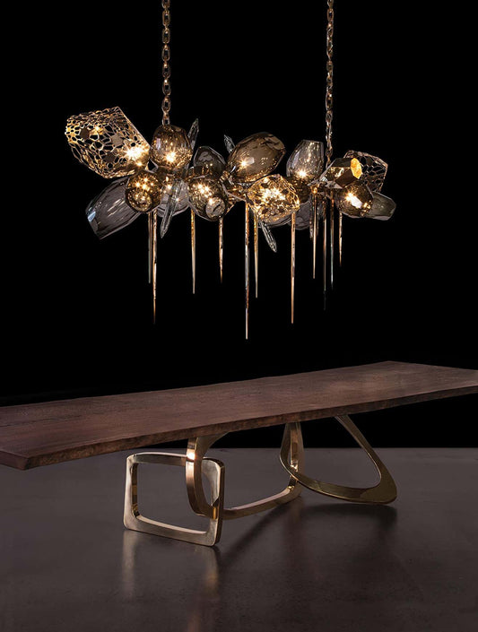 Luxury Bangle Dining Table: Modern Wood & Metal Design for 6-8 Seaters