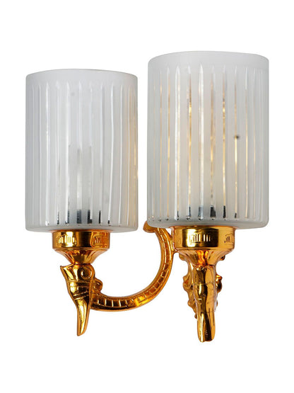 Elegant Gold Traditional Double Wall Sconce with Frosted Hand-Cut Glass
