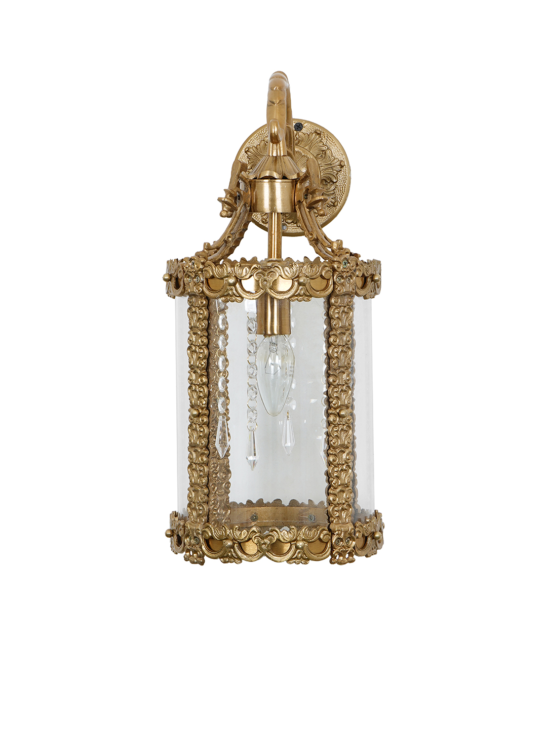 Elegant Golden Cast Aluminium 17-inch Single Wall Lantern Sconce Light Fixture