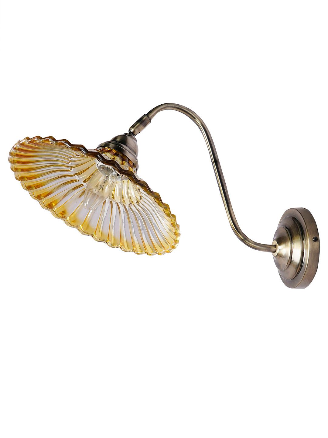 Modern Industrial Amber Ribbed Glass Adjustable Gooseneck Wall Sconce