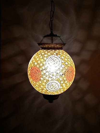 Brass Antique Glass 1-Light Pendant Light – 25.4 cm