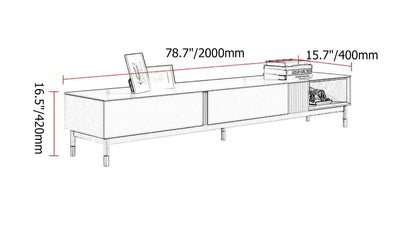Lora Modern Stone Top TV Unit with Two Drawers and Steel Legs