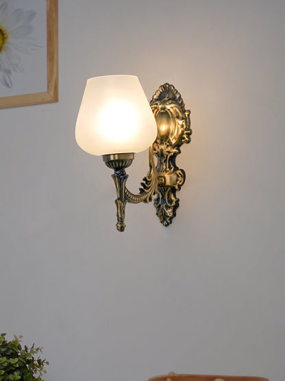 Brass Antique Glass Steel 1-Light Wall Sconce – 27.9 cm