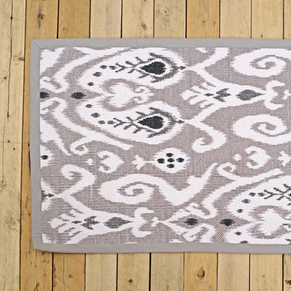 Gray Ikat Printed Cotton Handwoven Rug – 24x36 Inch
