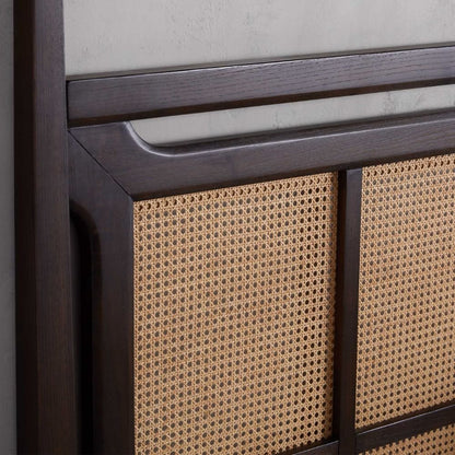 Premium Brock Cane Poster Bed with Walnut Finish