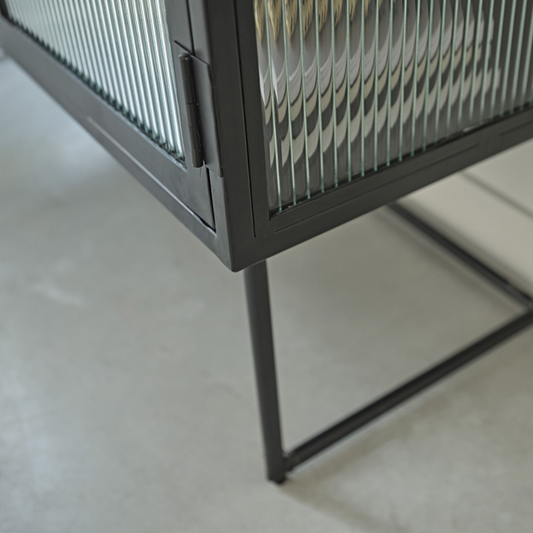Gatsby Mirrored Metal & Corrugated Glass Sideboard – Elegant Storage