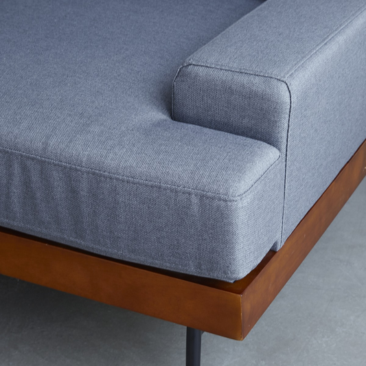 Brooklyn Two-Seater Anthracite Wooden Sofa with Walnut Finish
