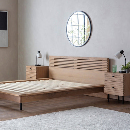 Okayama Acacia Wood King Size Bed with Natural Finish