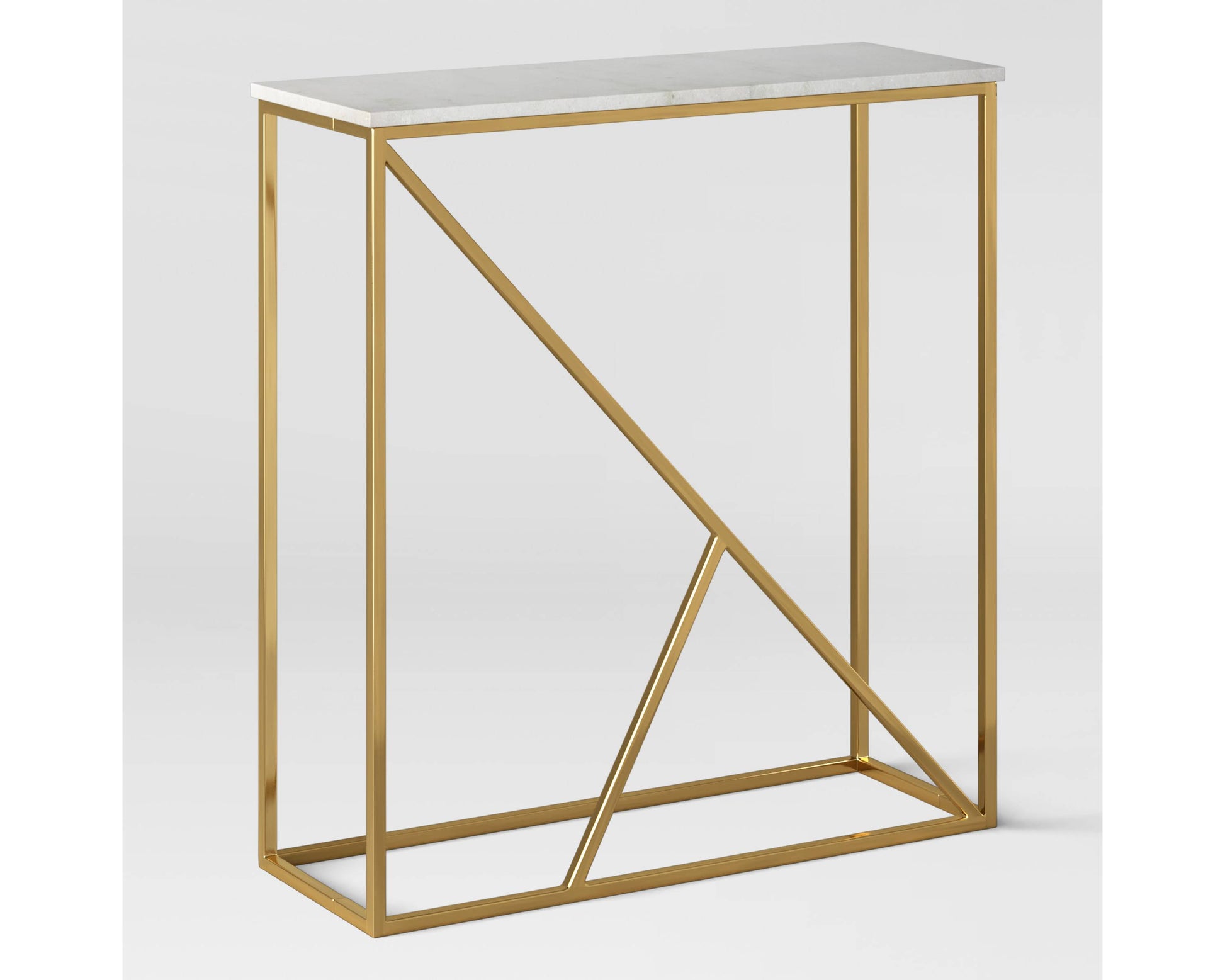 Modern Luxury White Marble Console Table with Gold Brass Frame for Entryway
