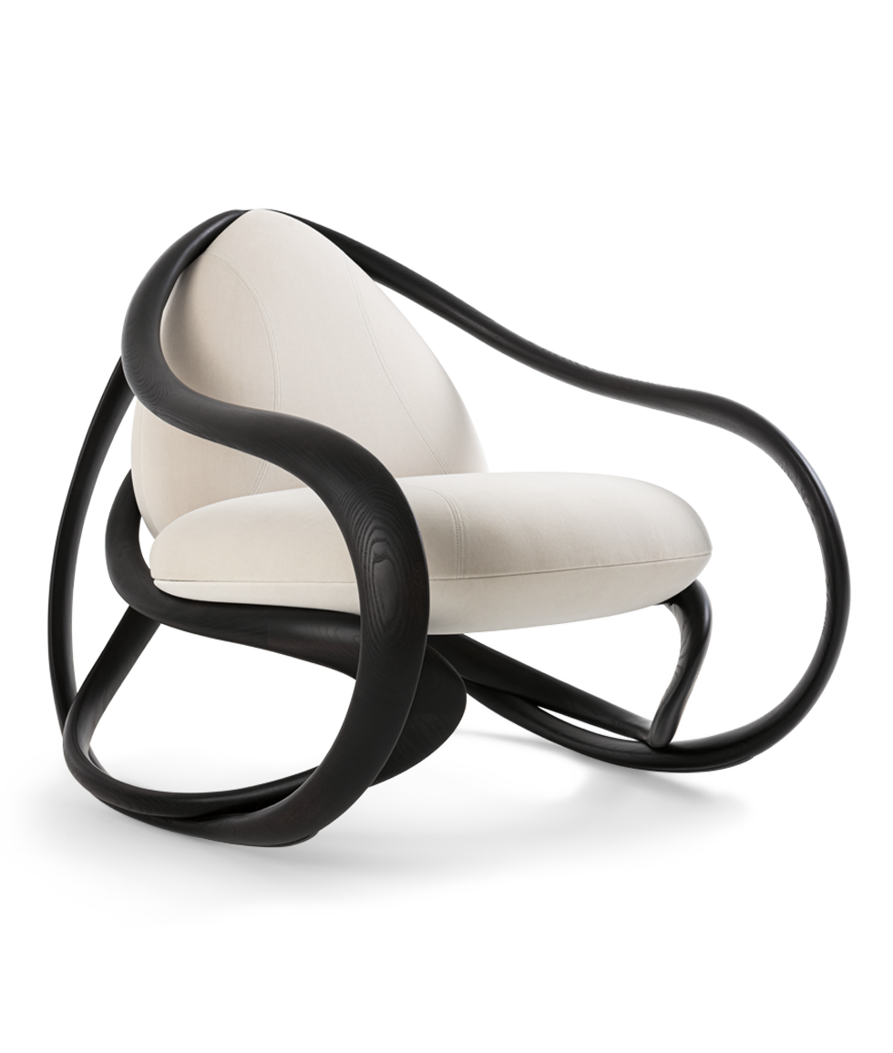 Armani Luxury Rocking Armchair: Elegant Wood Frame, Plush Upholstery for Ultimate Comfort