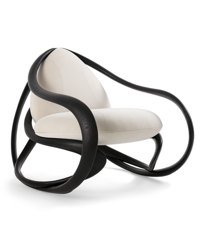 Armani Luxury Rocking Armchair: Elegant Wood Frame, Plush Upholstery for Ultimate Comfort