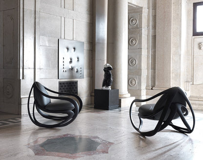 Armani Luxury Rocking Armchair: Elegant Wood Frame, Plush Upholstery for Ultimate Comfort