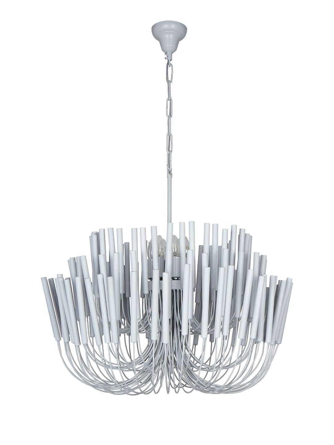 Chic Off-White Modern Chandelier: Sculptural Candle Sticks for Elegant Homes