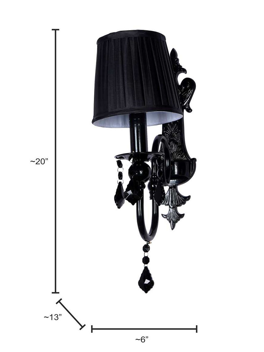 Elegant Black Crystal Wall Sconce with Pleated Fabric Shade for Modern Homes