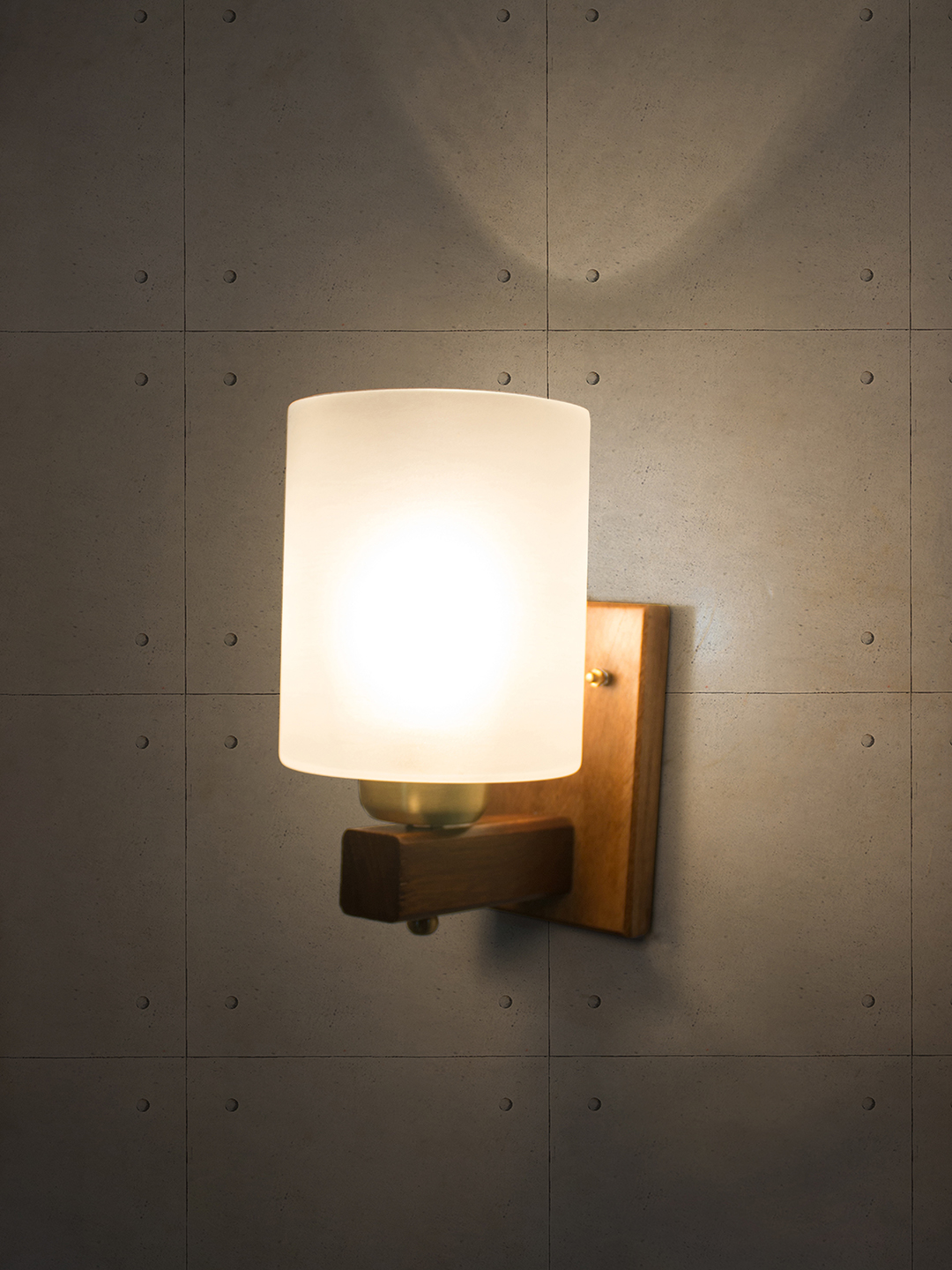 Brown Wood Glass 1-Light Wall Sconce – 22.9 cm