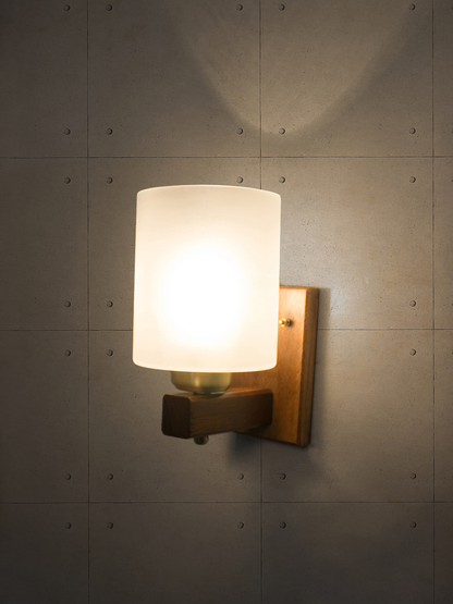 Brown Wood Glass 1-Light Wall Sconce – 22.9 cm