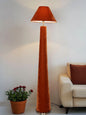 Modern Orange Velvet Conical Floor Lamp with Tapered Shade for Living Room