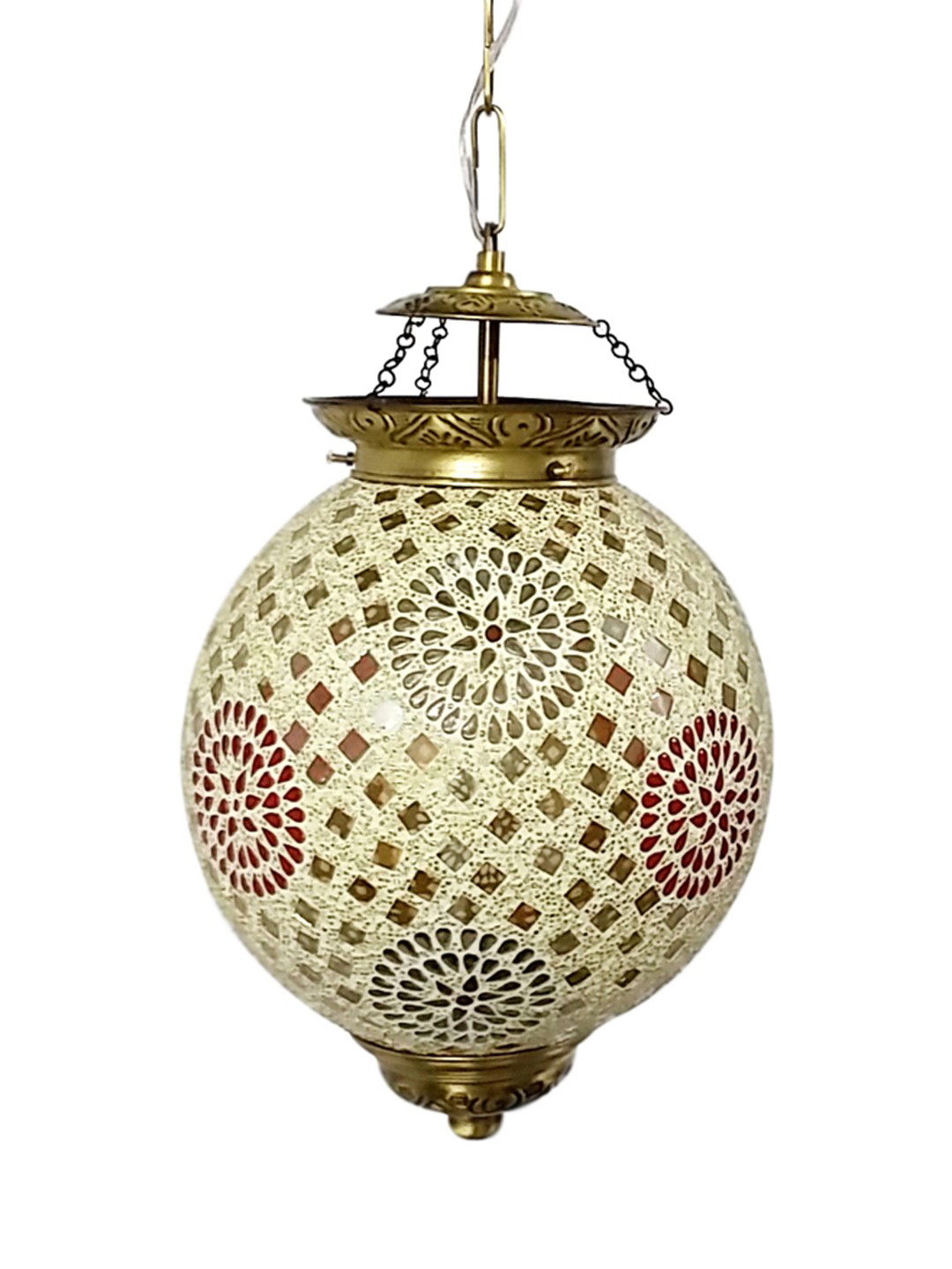 Brass Antique Glass 1-Light Pendant Light – 25.4 cm