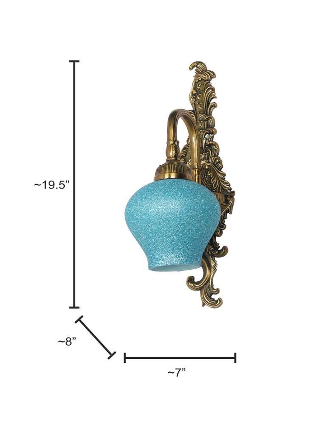 Traditional Antique Brass Wall Sconce: Blue Beaded Glass, Elegant Home Lighting