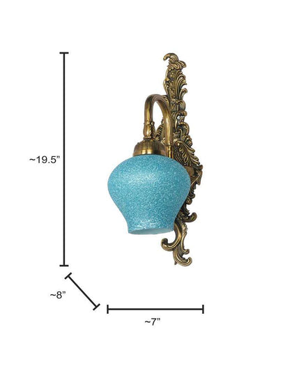 Traditional Antique Brass Wall Sconce: Blue Beaded Glass, Elegant Home Lighting