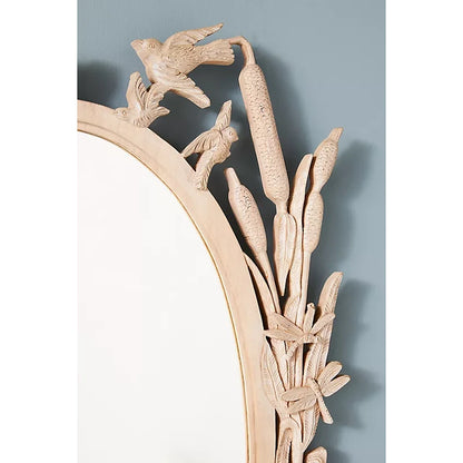 Nature inspired hand carved mirror