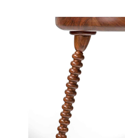Elegant Trio Walnut Side Table with Polished Glass Top