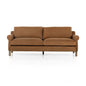 Camille Cushion Sofa Premium Camel Leather Solid Wood 3-Seater