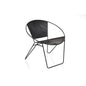 Chic Mid-Century Black Genuine Leather Papasan Chair with Metal Frame